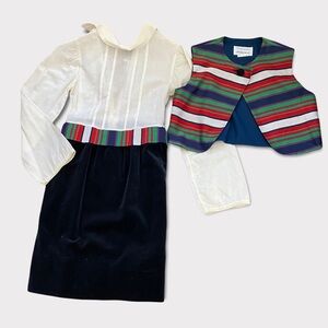 vintage florence eiseman girls dress with matching vest velvet skirt designed f